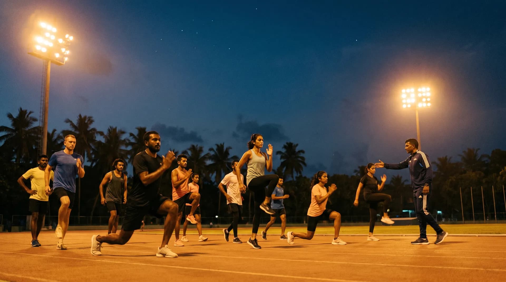 Evening session under the track lights
